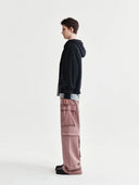 RAW CUT APPLIQUE HOODY ZIP UP IN CHARCOAL GREY