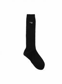 SMALL LOGO SILKET HALF SOCKS IN BLACK