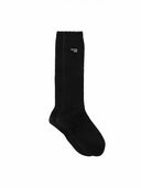 SMALL LOGO SILKET HALF SOCKS IN BLACK