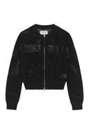 BACK JACQUARD LOGO KNIT ZIP UP IN BLACK