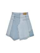 DENIM MIXED FLARE SKIRT IN LIGHT BLUE