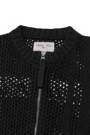 BACK JACQUARD LOGO KNIT ZIP UP IN BLACK