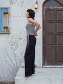 BUTTON POINT STRING WIDE PANTS IN BLACK