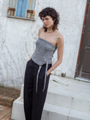 BUTTON POINT STRING WIDE PANTS IN BLACK