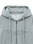 RAW CUT APPLIQUE HOODY ZIP UP IN GRAY
