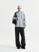RAW CUT APPLIQUE HOODY ZIP UP IN GRAY