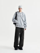 RAW CUT APPLIQUE HOODY ZIP UP IN GRAY