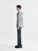 RAW CUT APPLIQUE HOODY ZIP UP IN GRAY