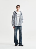 RAW CUT APPLIQUE HOODY ZIP UP IN GRAY