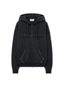 RAW CUT APPLIQUE HOODY ZIP UP IN CHARCOAL GREY