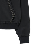 RAW CUT APPLIQUE HOODY ZIP UP IN CHARCOAL GREY