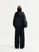 RAW CUT APPLIQUE HOODY ZIP UP IN CHARCOAL GREY
